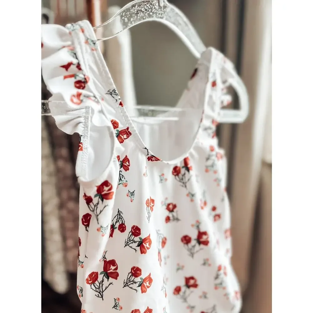 New Darling Blooming Floral Frilly Slv Swimsuit 18-24mths